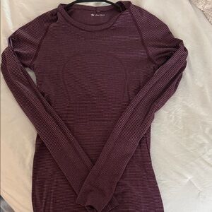 lululemon athletica Burgundy Striped Long Sleeve Top